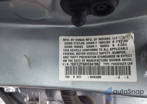 2017 Honda Civic Lx из США, поврежденный, VIN 19XFC2F50HE041862